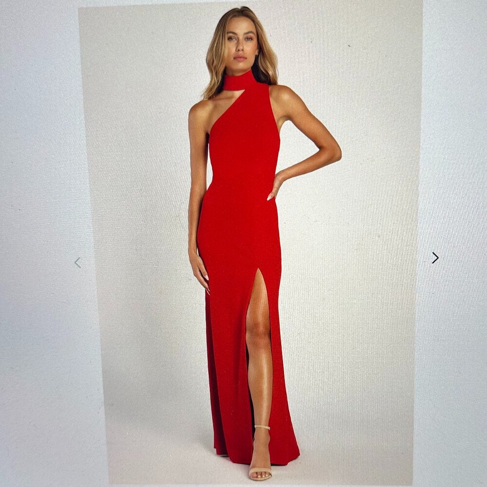 Lulu's Red Asymmetrical Maxi Dress